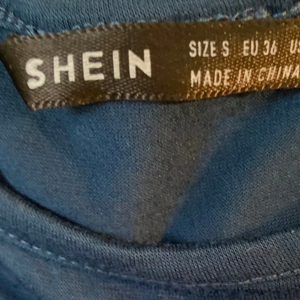 SHEIN Blue Midi Slim Fit Short Sleeve Dress Size S - Picture 7 of 8